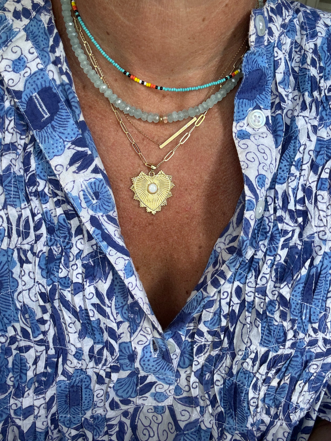Aquamarine and Opal Necklace