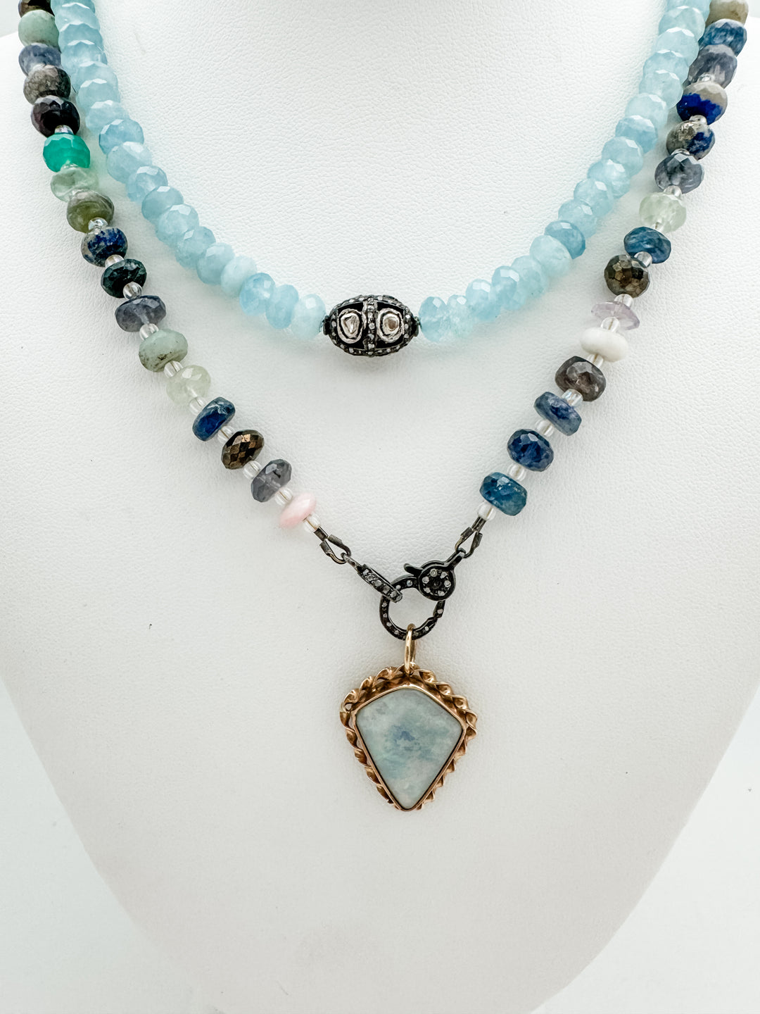 Aquamarine and Rose cut Diamond Necklace