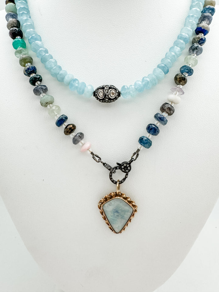 Aquamarine and Rose cut Diamond Necklace