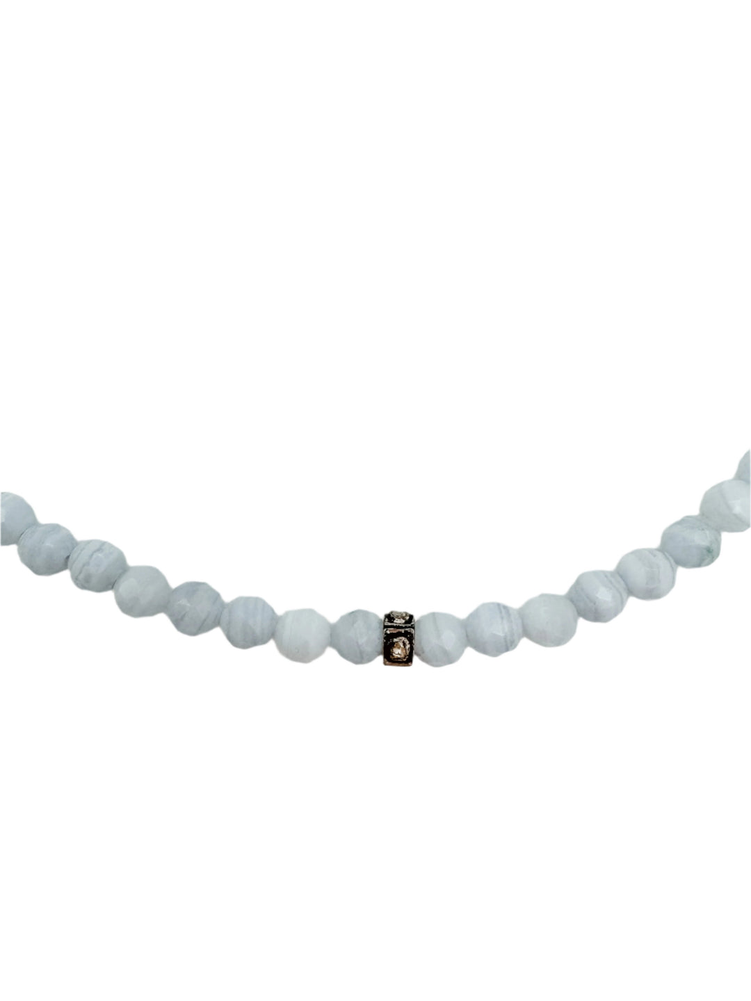 Blue Lace Agate and Diamond Necklace