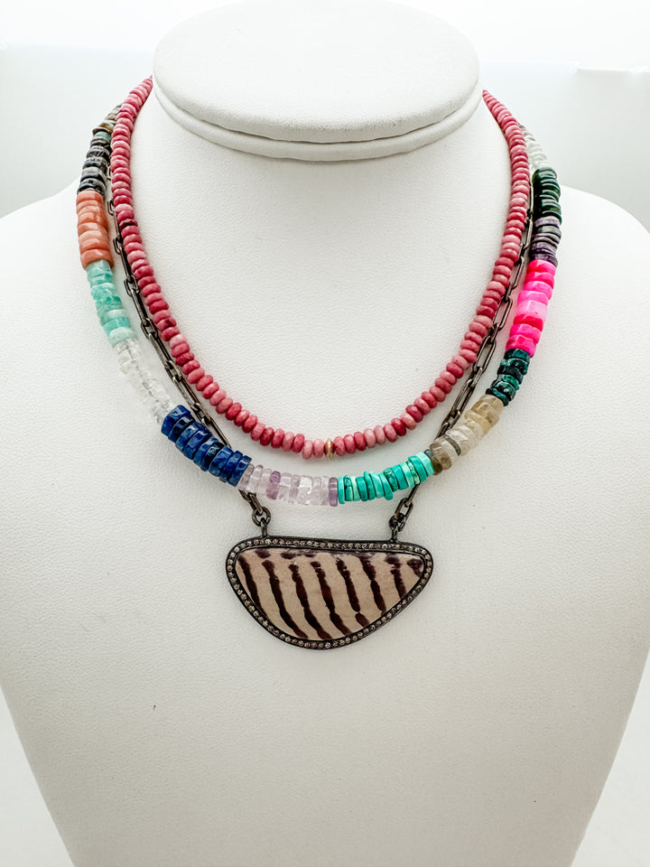 Zebra Jasper and Diamond Necklace