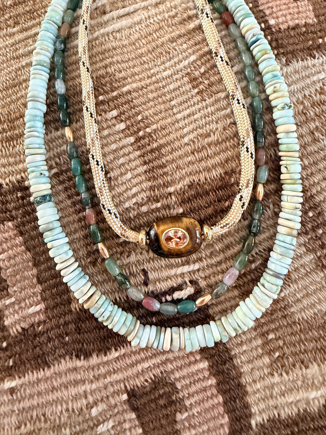 Green Indian Agate Layer Necklace