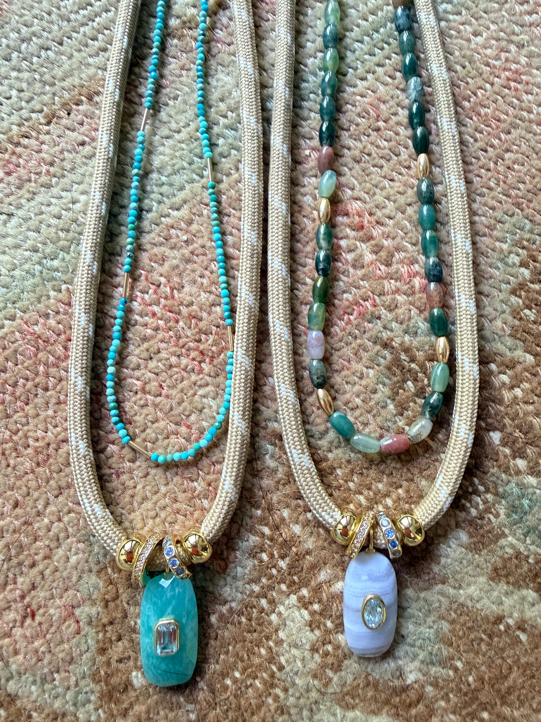 Green Indian Agate Layer Necklace