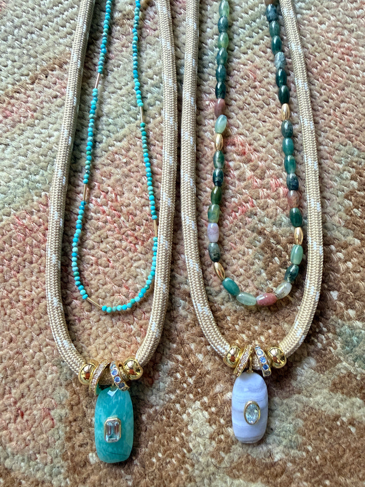 Green Indian Agate Layer Necklace