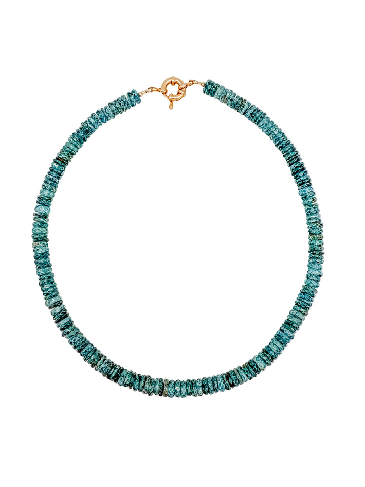 Faceted London Teal Blue Topaz Necklace