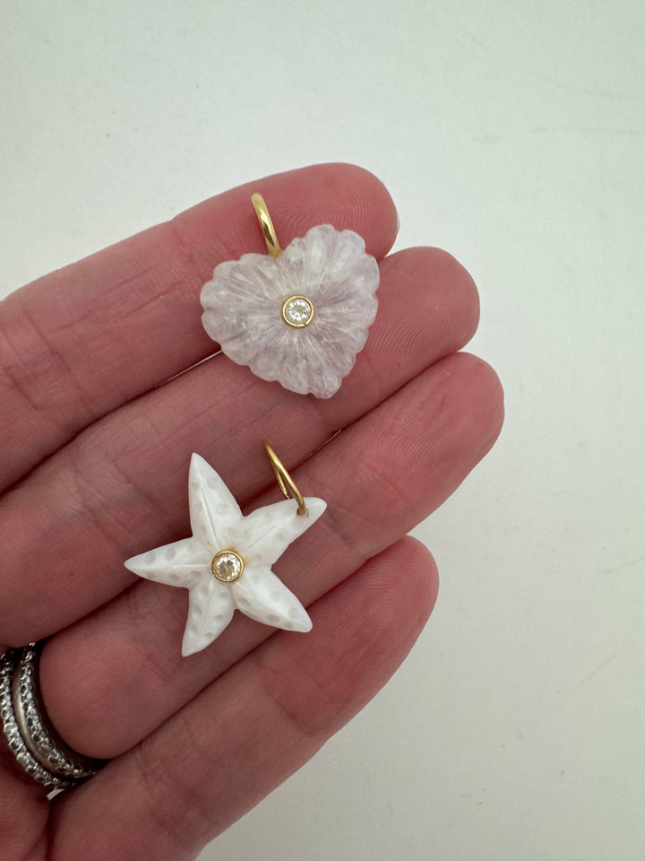 Moonstone Fluted Heart Charm