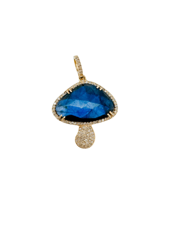 Labradorite  and Diamond Mushroom Pendant