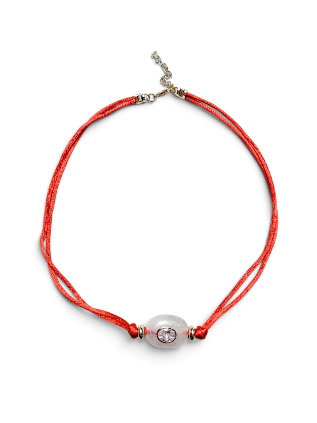 White Quartz Charm on Double Cord Necklace