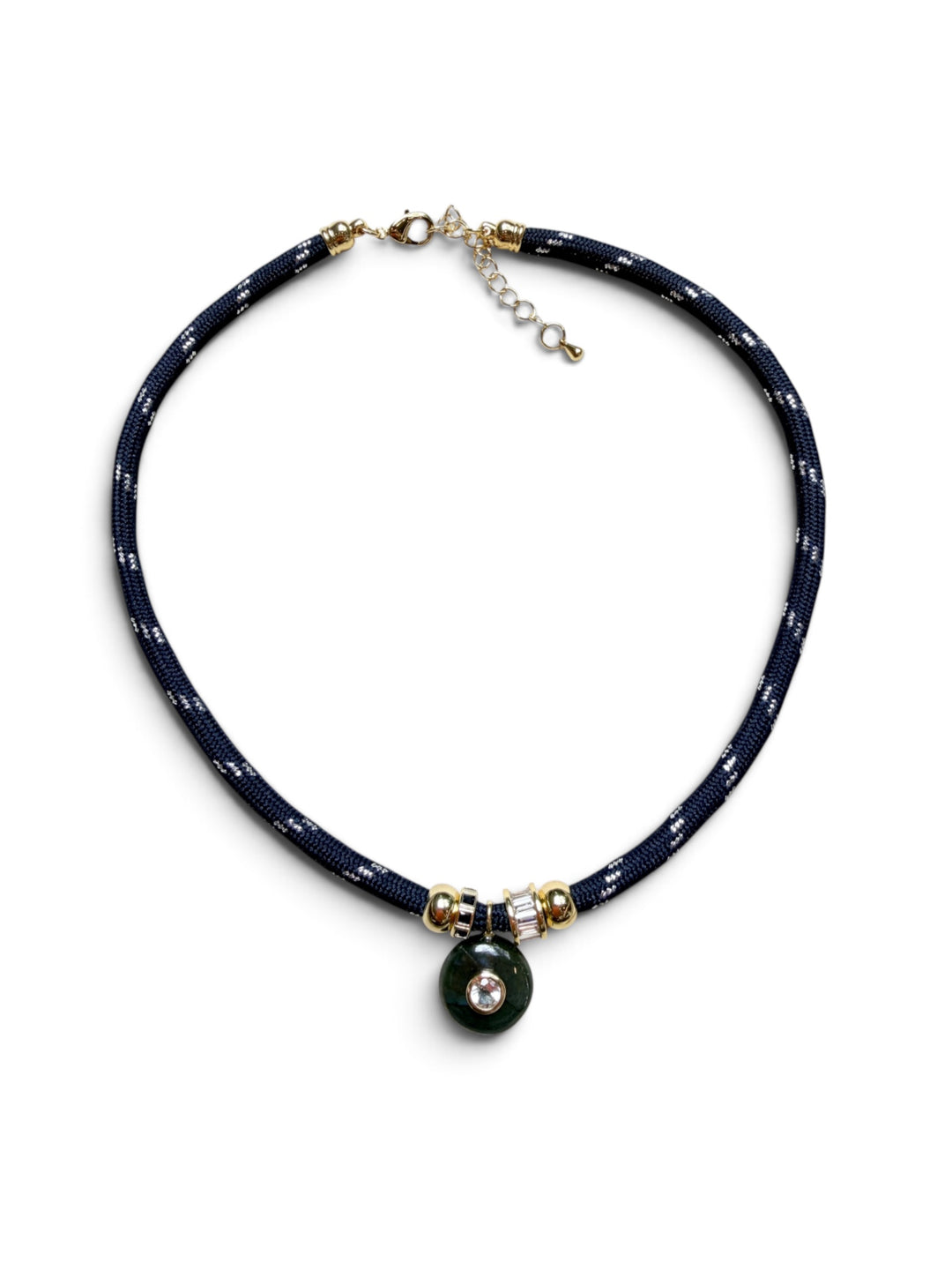 Labradorite Charm on Navy Cord Neklace