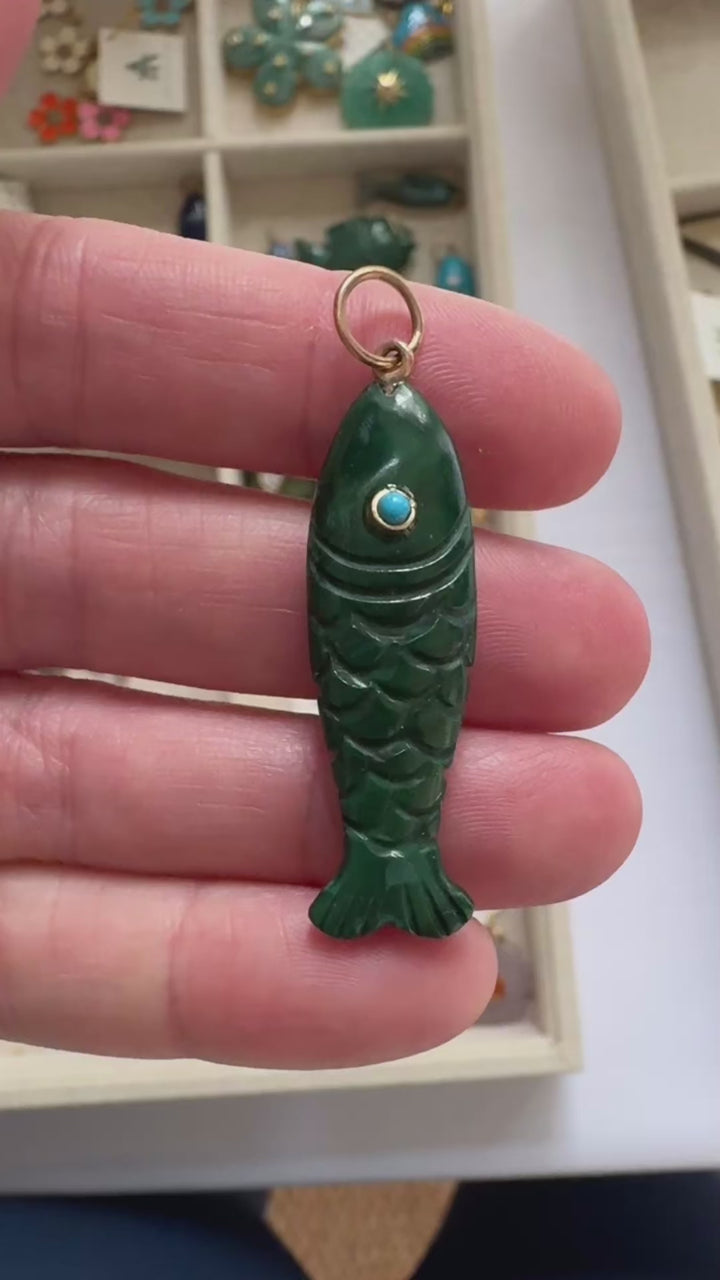Malachite Fish Pendant