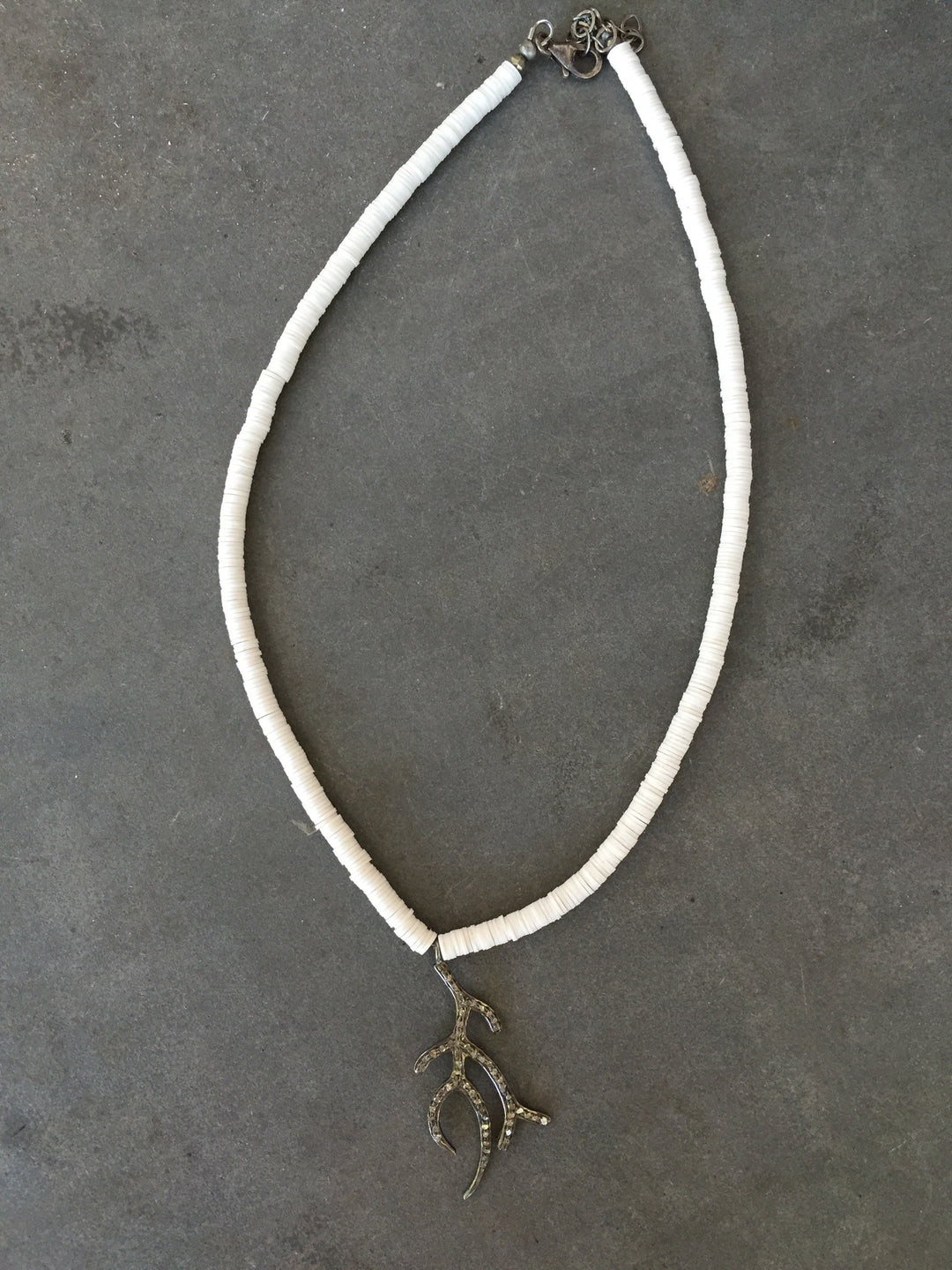 Pave Diamond Branch on White African Vinyl