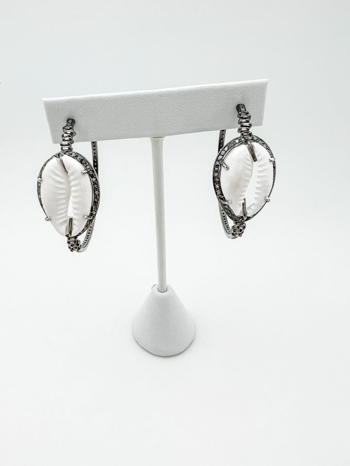 Cowrie Diamond Hoop Earring