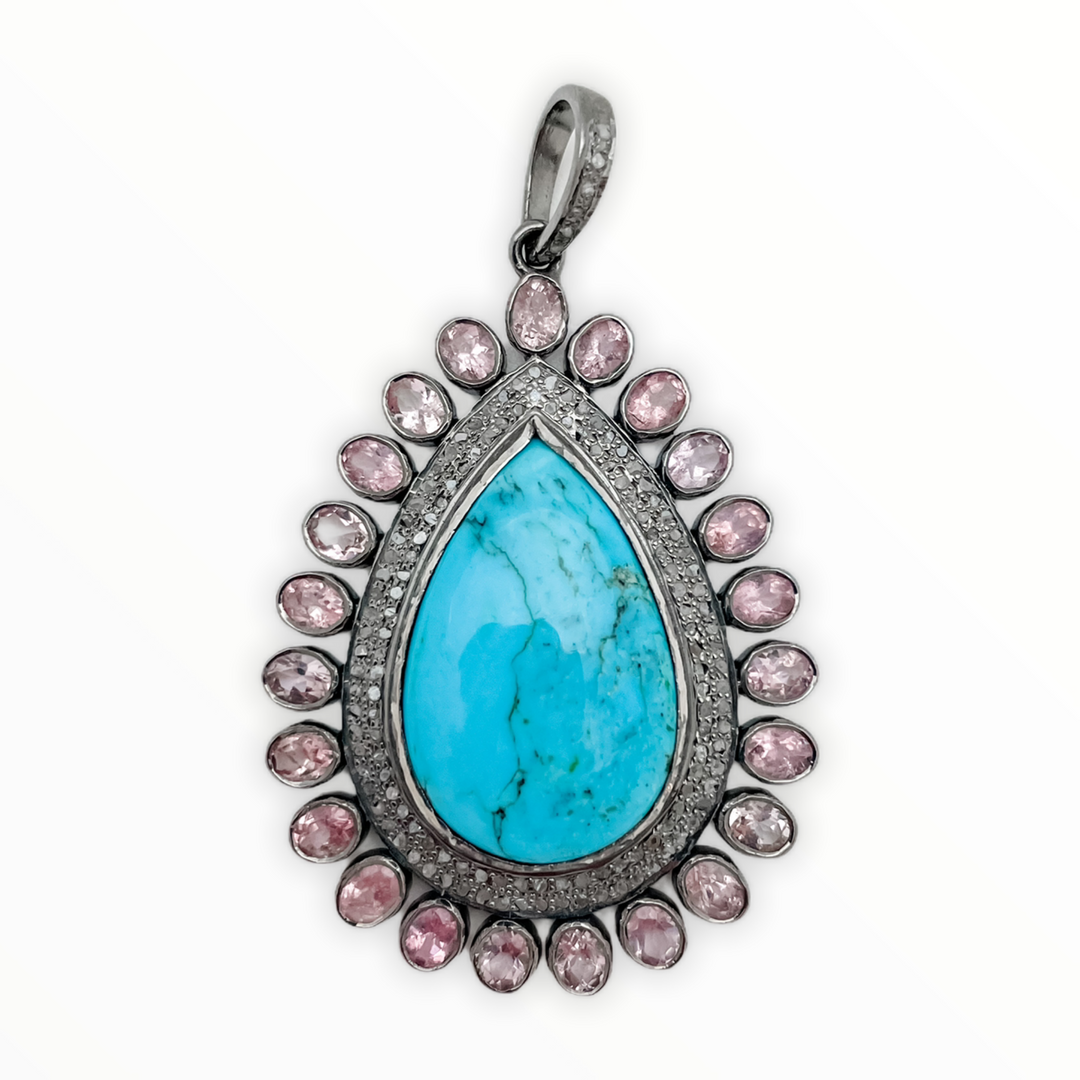 Tourmaline and Turquoise Pendant