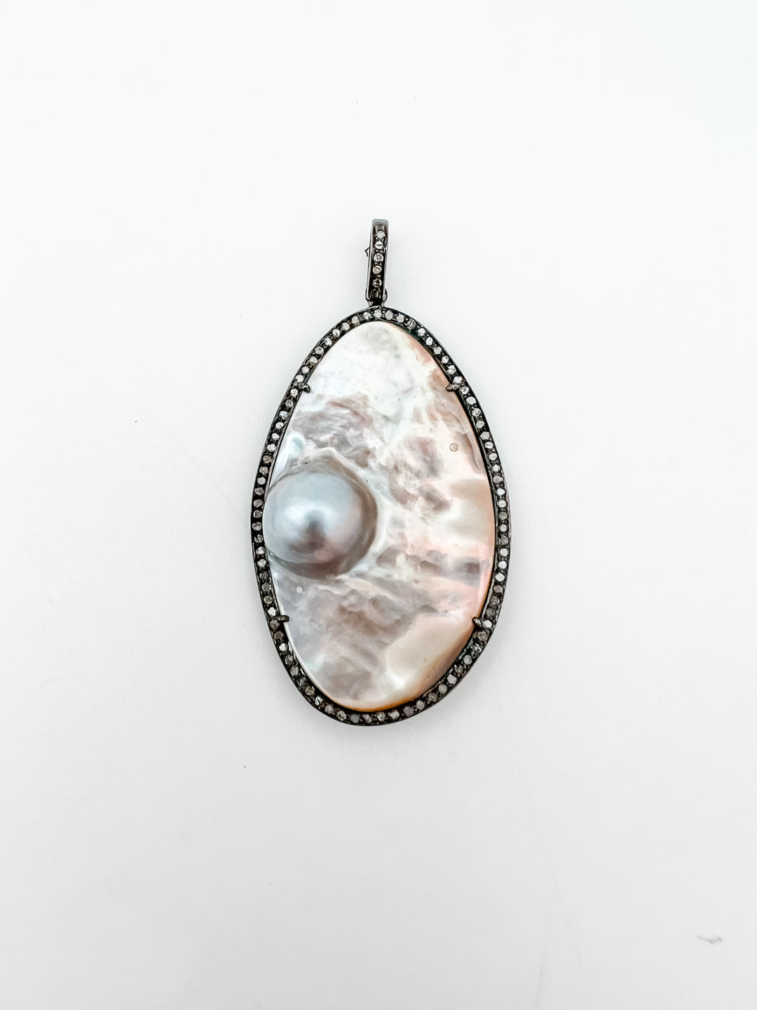 Mother of Pearl and Pave Diamond Pendant