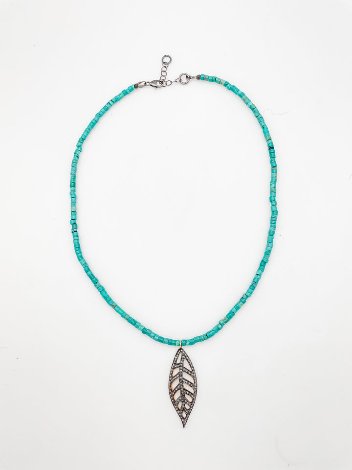 Turquoise Feather Necklace