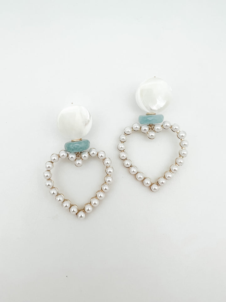 Pearl Heart Earrings