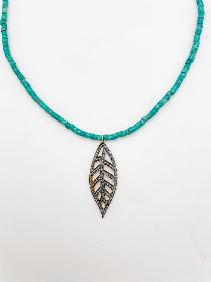 Turquoise Feather Necklace