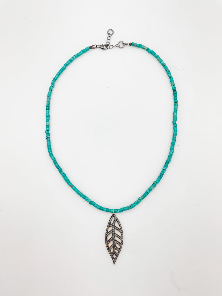 Turquoise Feather Necklace