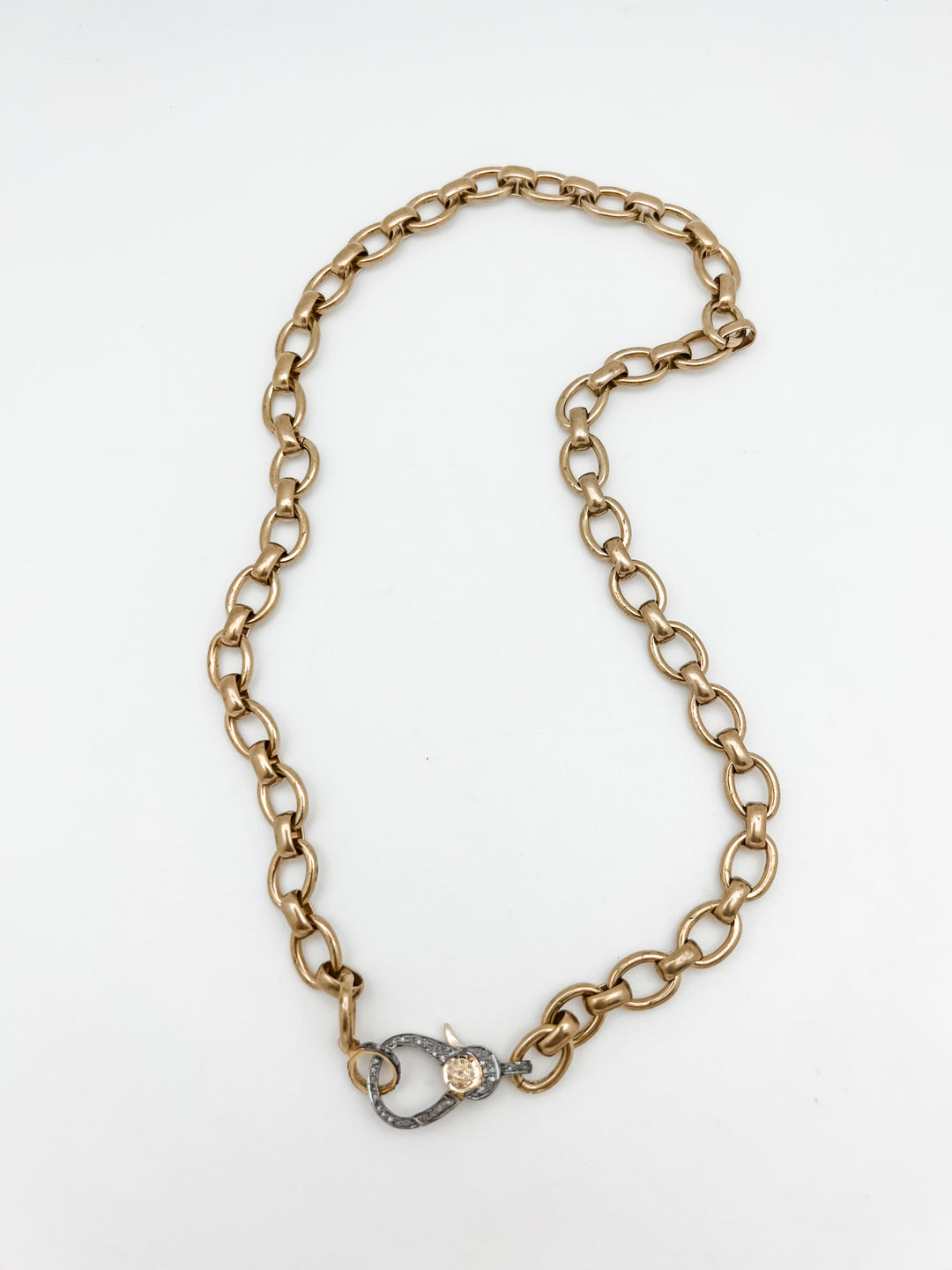 Brass chain and Diamond Clasp