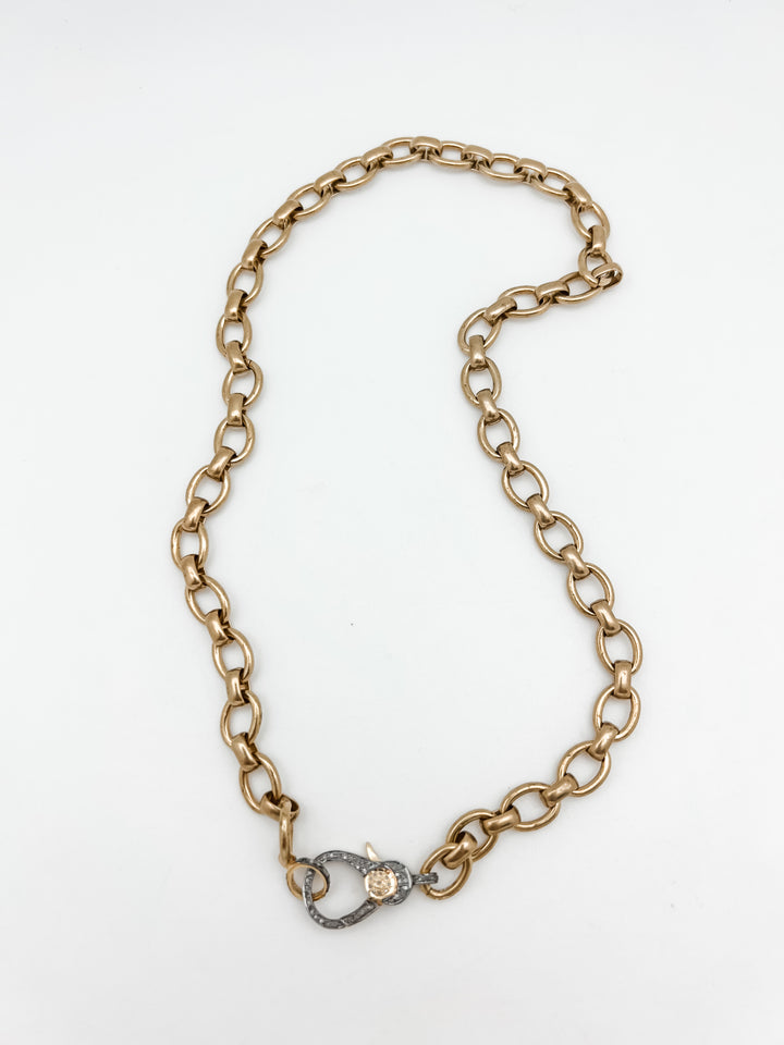 Brass chain and Diamond Clasp