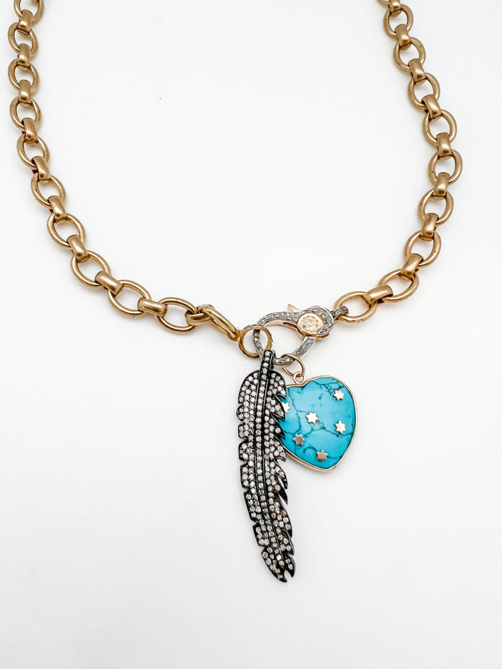 Brass chain and Diamond Clasp