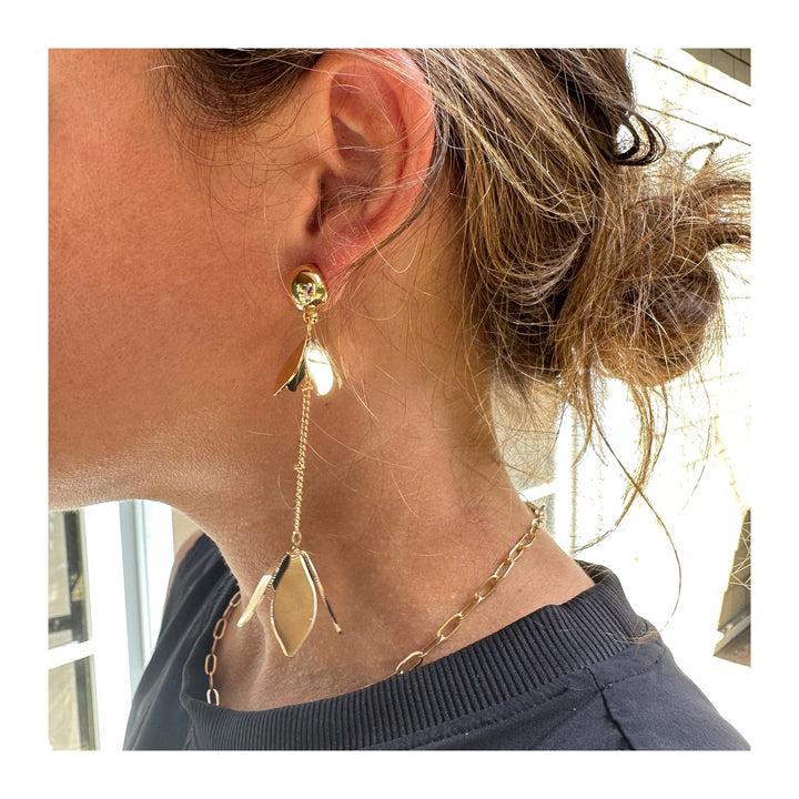 Gold Flower Dangle Earring
