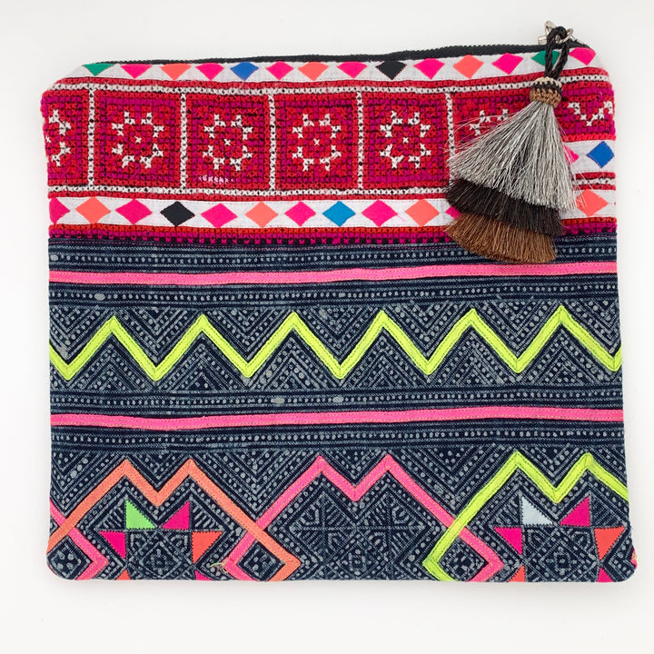 Hmong Cloth Large Clutch Pink