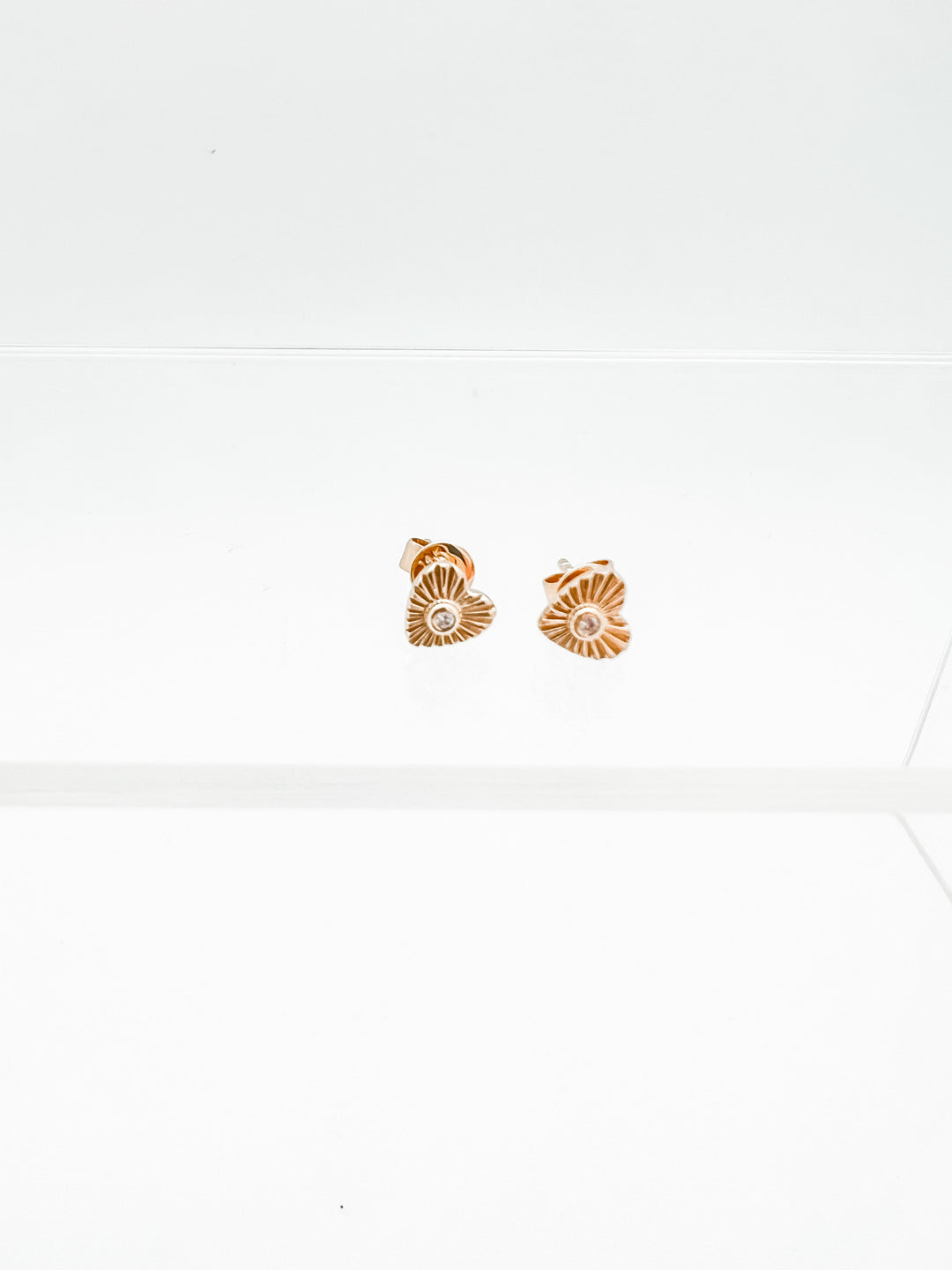 Gold Vintage Heart Stud Earrings