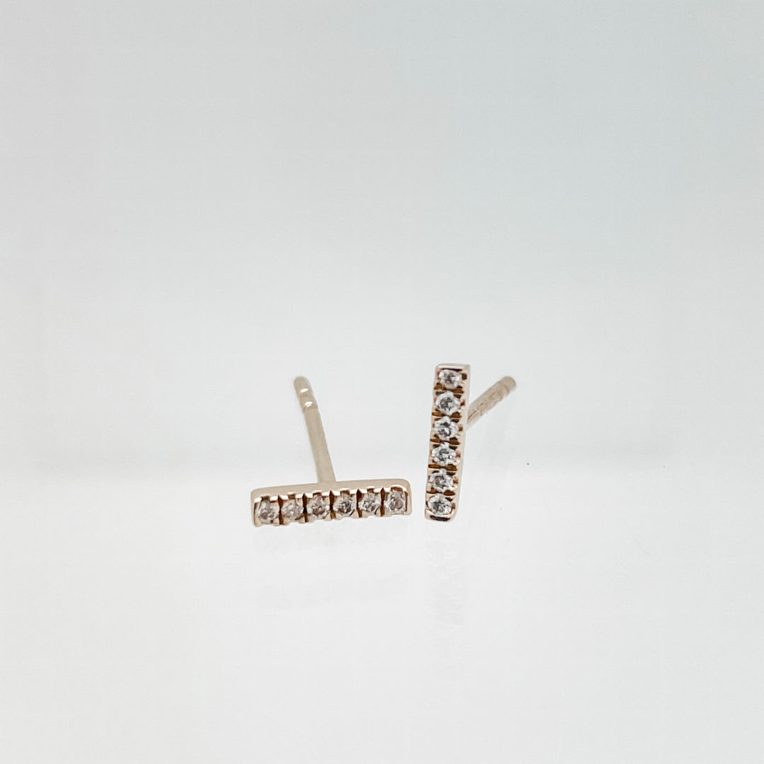 Gold Diamond Bar Stud