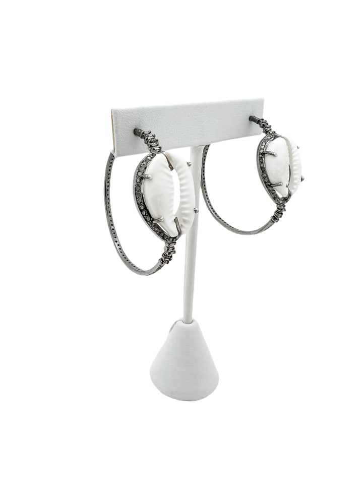 Cowrie Diamond Hoop Earring