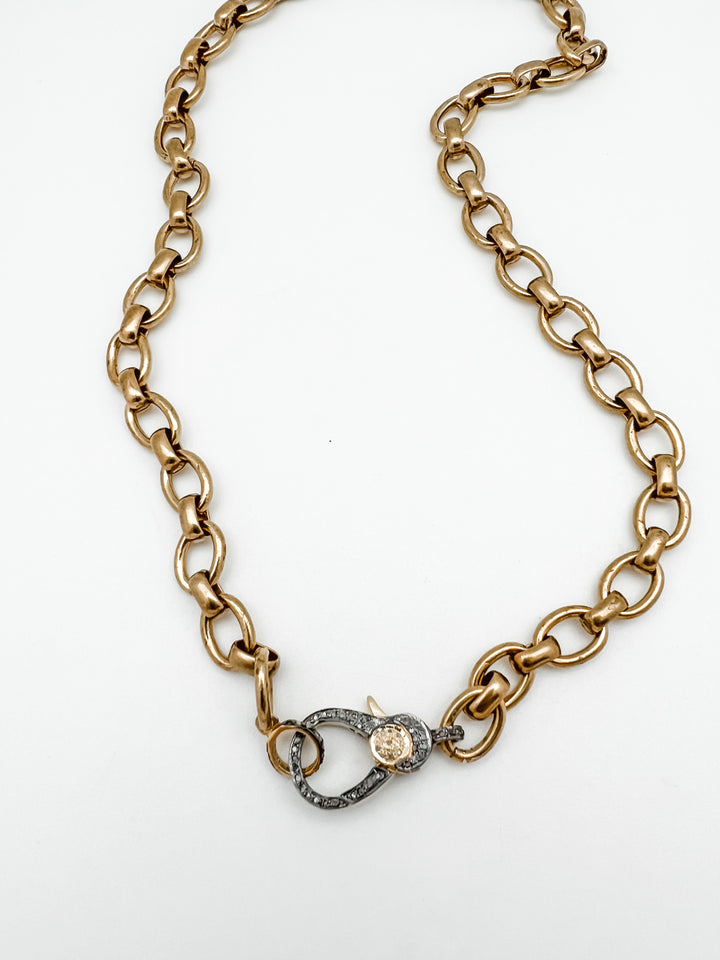Brass chain and Diamond Clasp