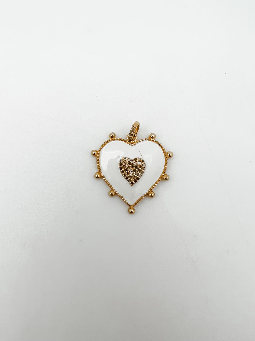 Enamel heart with Pave Diamonds