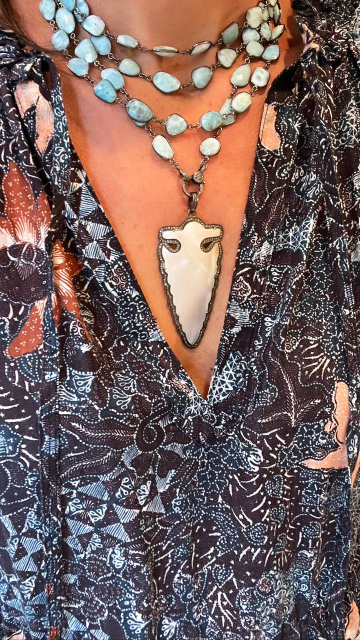 Mother of Pearl Arrowhead with Pave diamonds