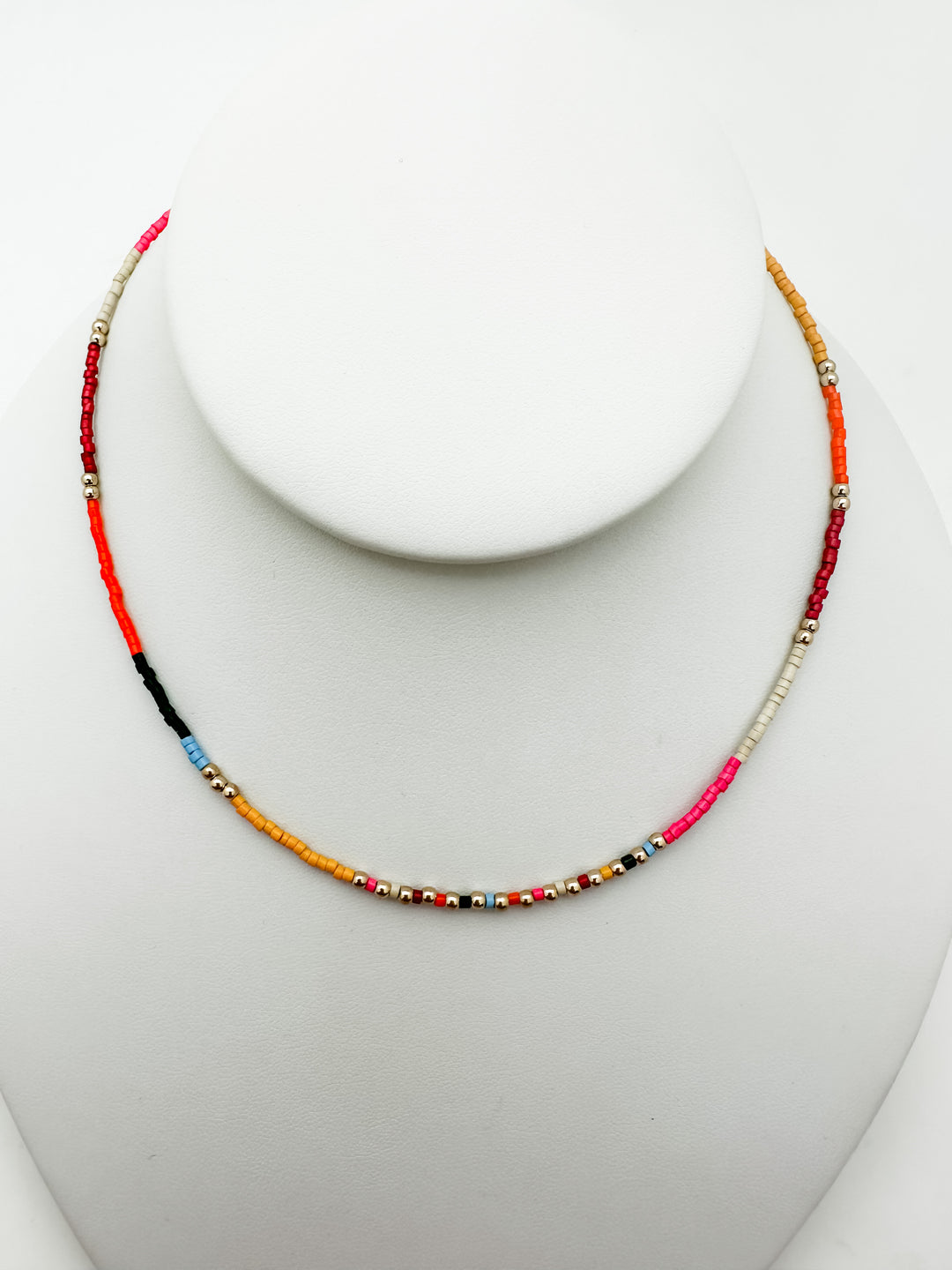 Multi Color Gold Bead Necklace
