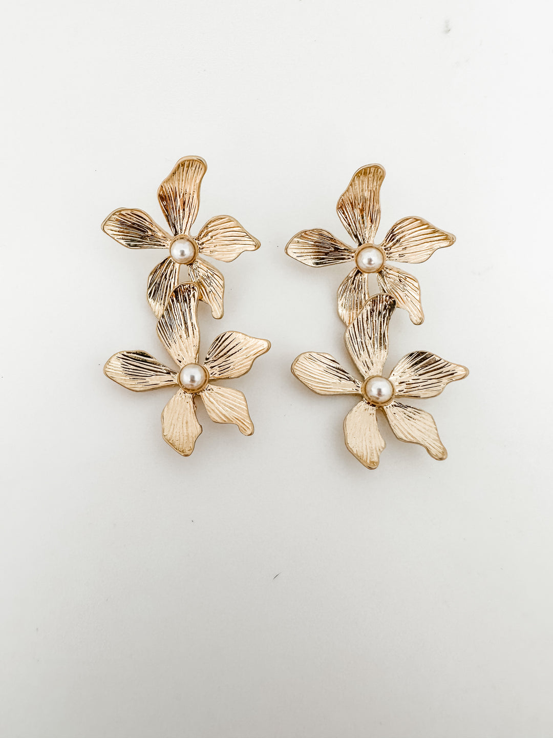 Double Gold Flower Earring