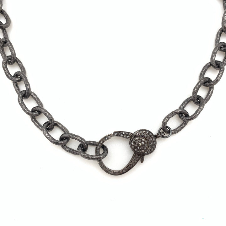 Sterling Silver Chain with Pave Diamond Clasp